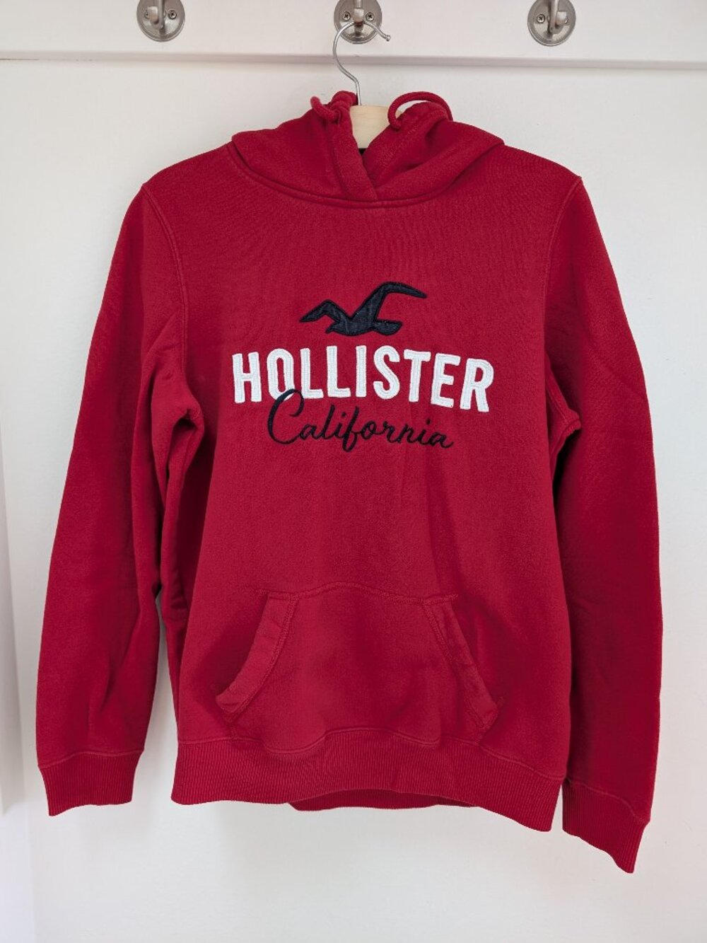 Hollister California Red Hoodie with Kangaroo Pocket - Size Large
